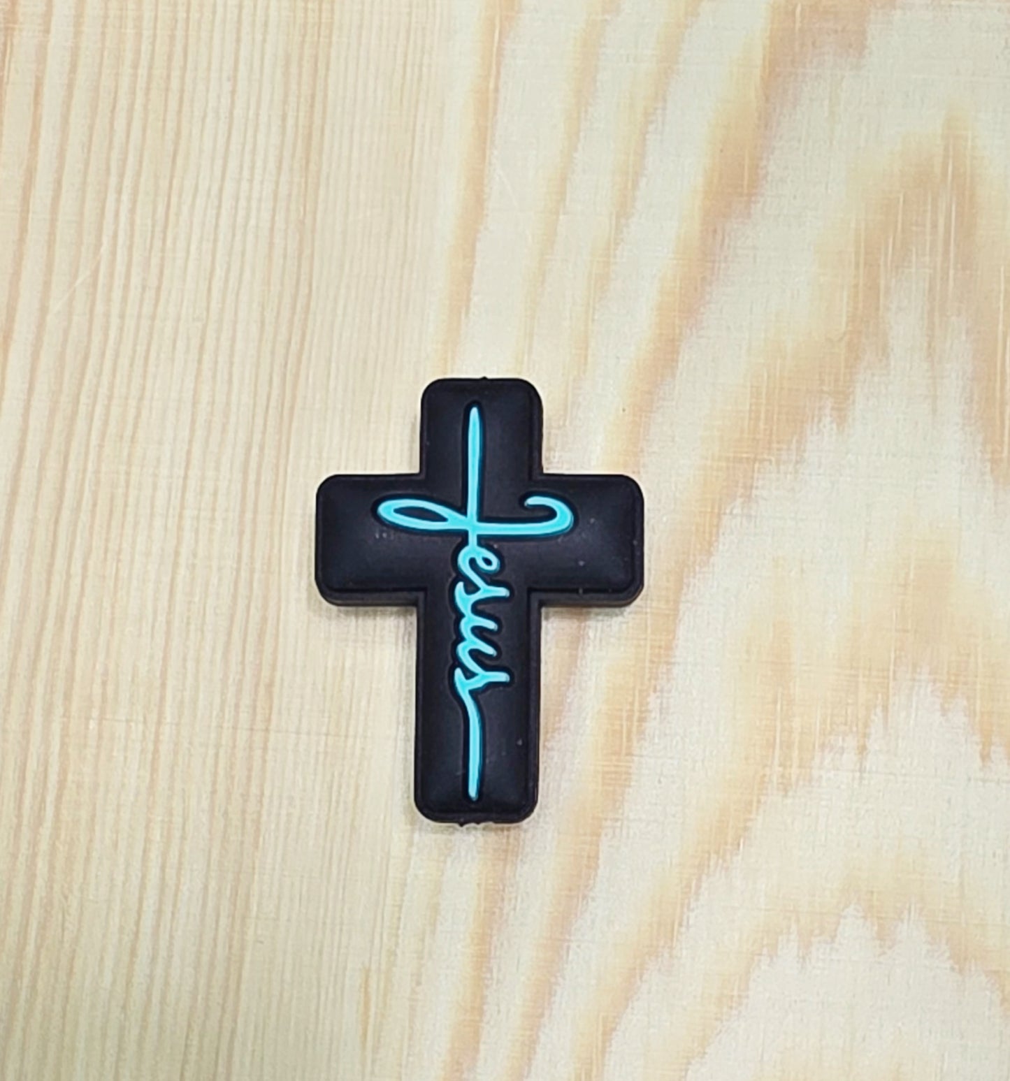 Jesus cross silicone focal bead - A167
