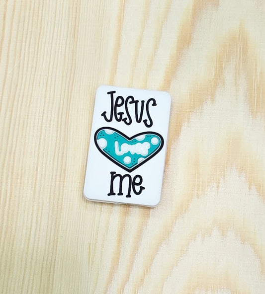 Jesus loves me silicone focal bead - A158b