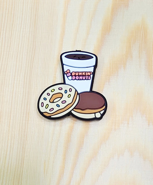 Coffee and donuts silicone focal bead - DD coffee silicone focal bead - A178b