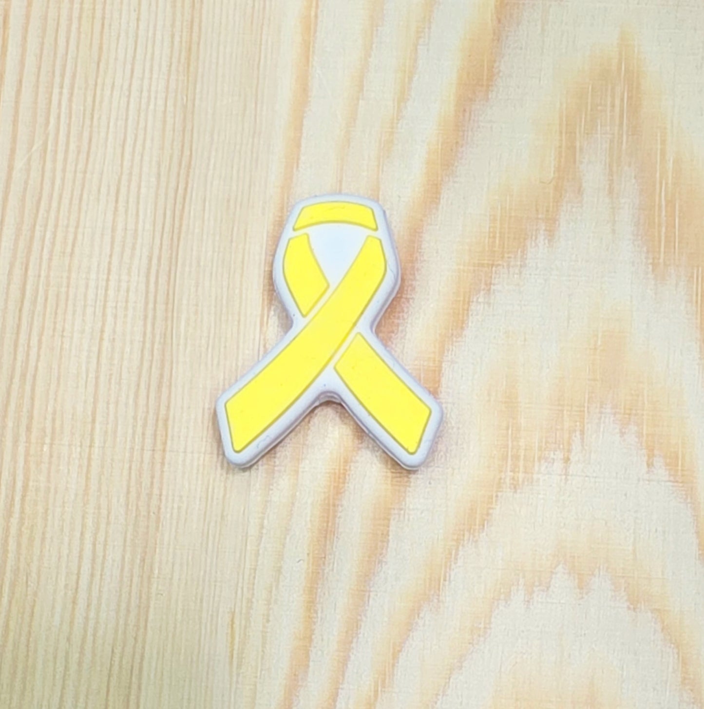 Pink and Yellow awareness ribbons silicone focal bead - A162