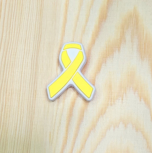 Pink and Yellow awareness ribbons silicone focal bead - A162