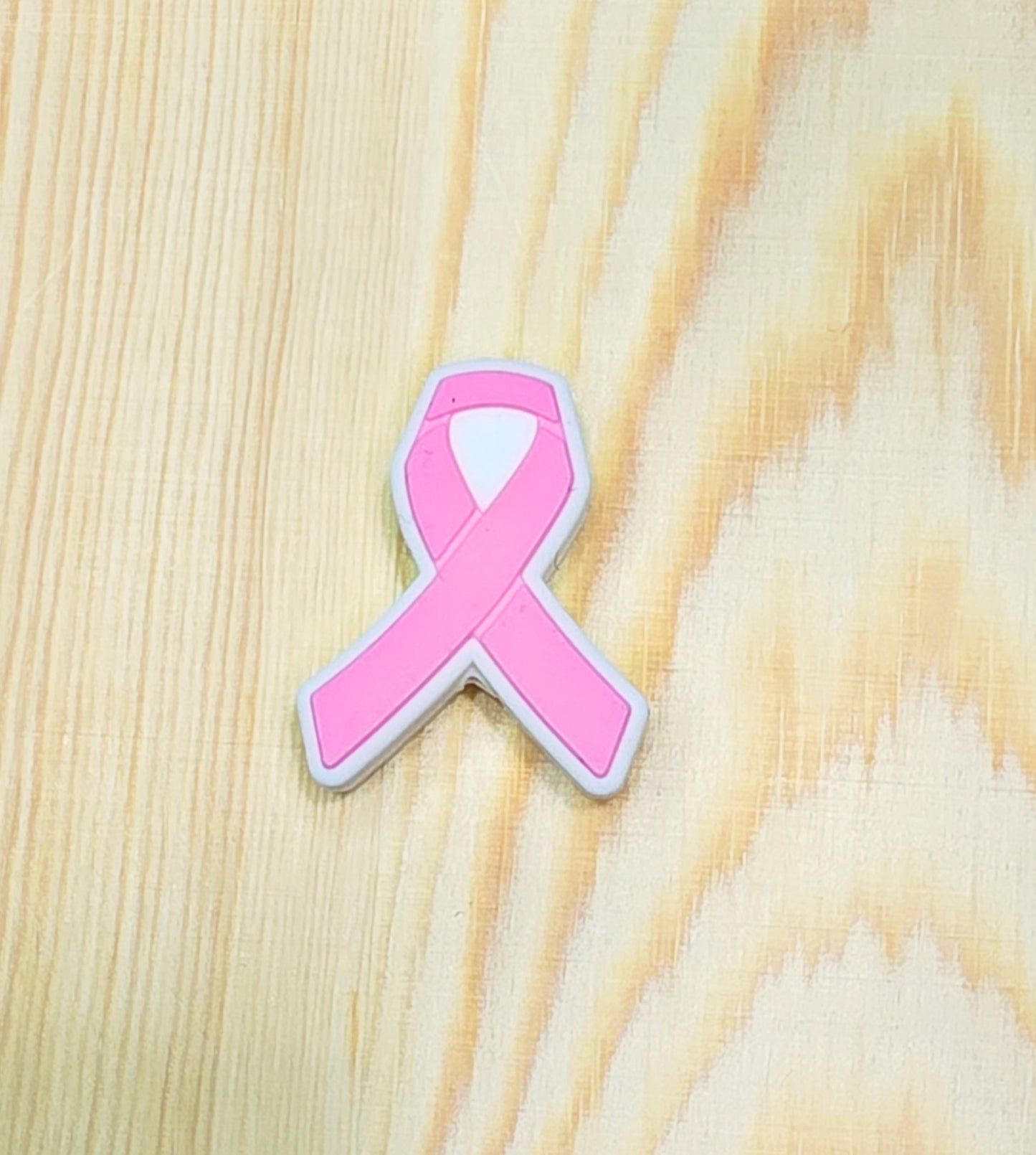 Pink and Yellow awareness ribbons silicone focal bead - A162