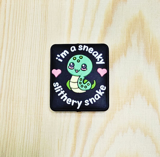 I'm a sneaky slithery snake silicone focal bead - A139A