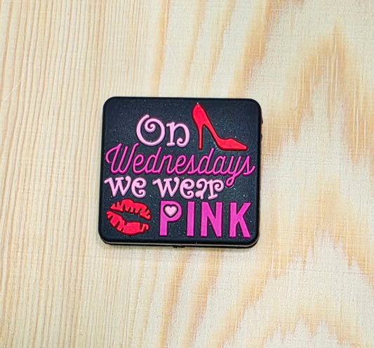 On Wednesday we wear pink silicone focal bead - A172e