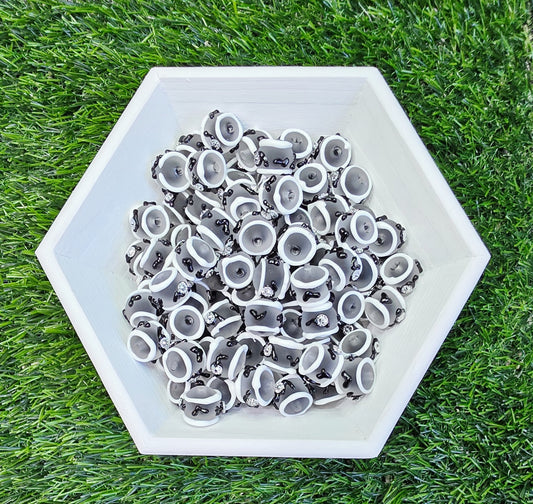 Black and white hand painted 16mm fronted acrylic beads