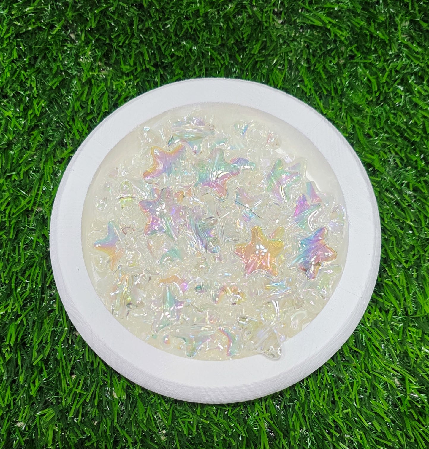 White clear crackle 16mm acrylic beads