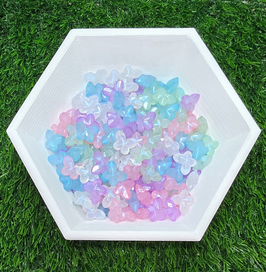 Glow in the dark mini butterflies beads. Great for jewelry make, keychains, phone charms. (Not suitable for beadable pens) 10pcs randomly packed