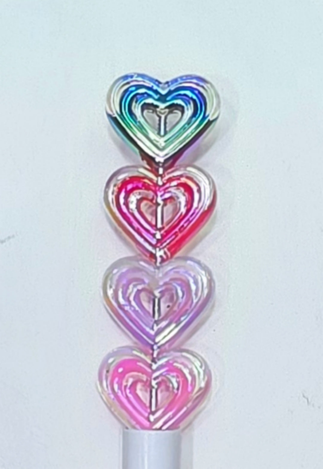 Double layer acrylic heart beads. Multicolor acrylic hearts. 8 pack randomly mixed