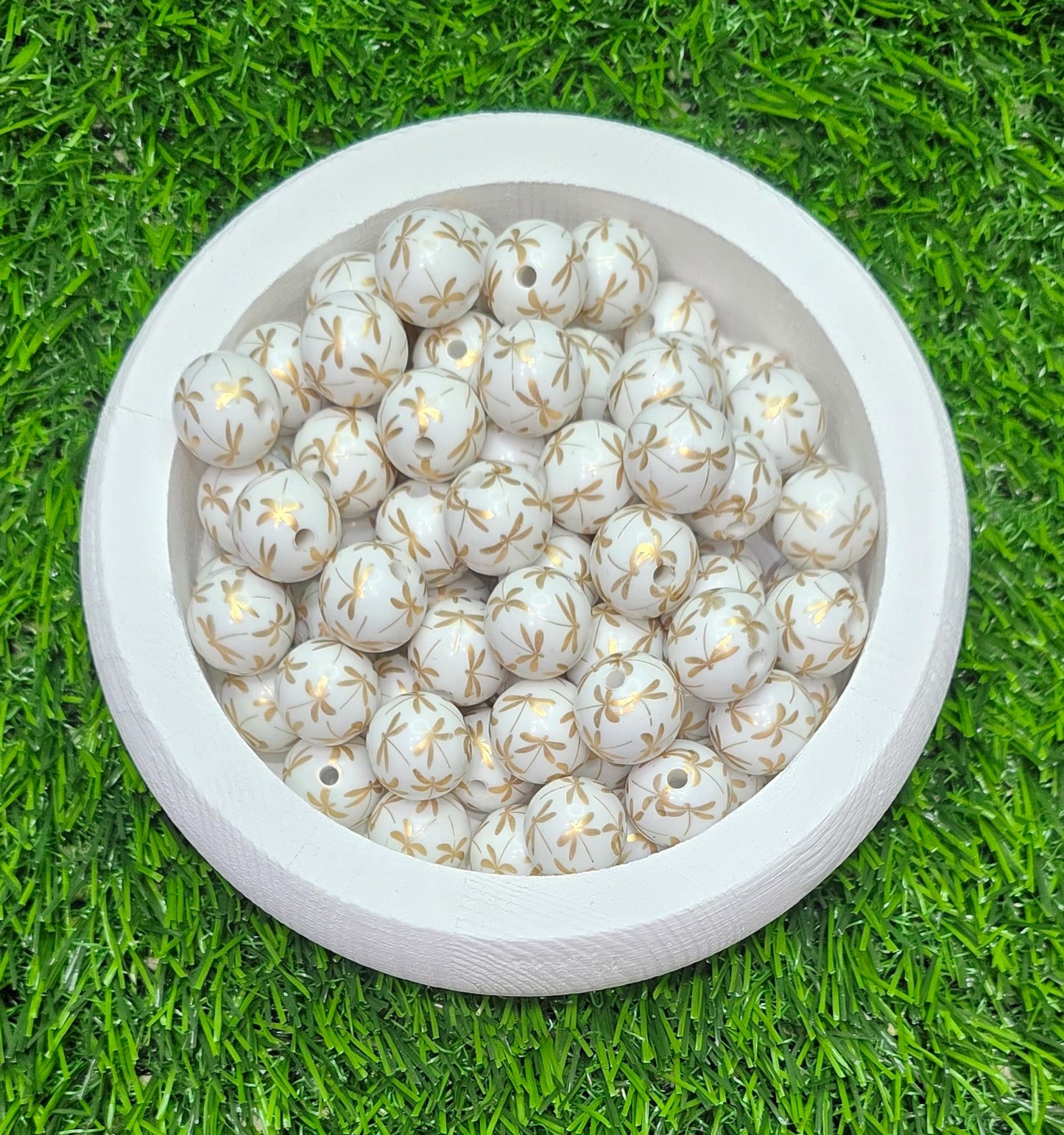 Dragonfly printed 16mm acrylic beads