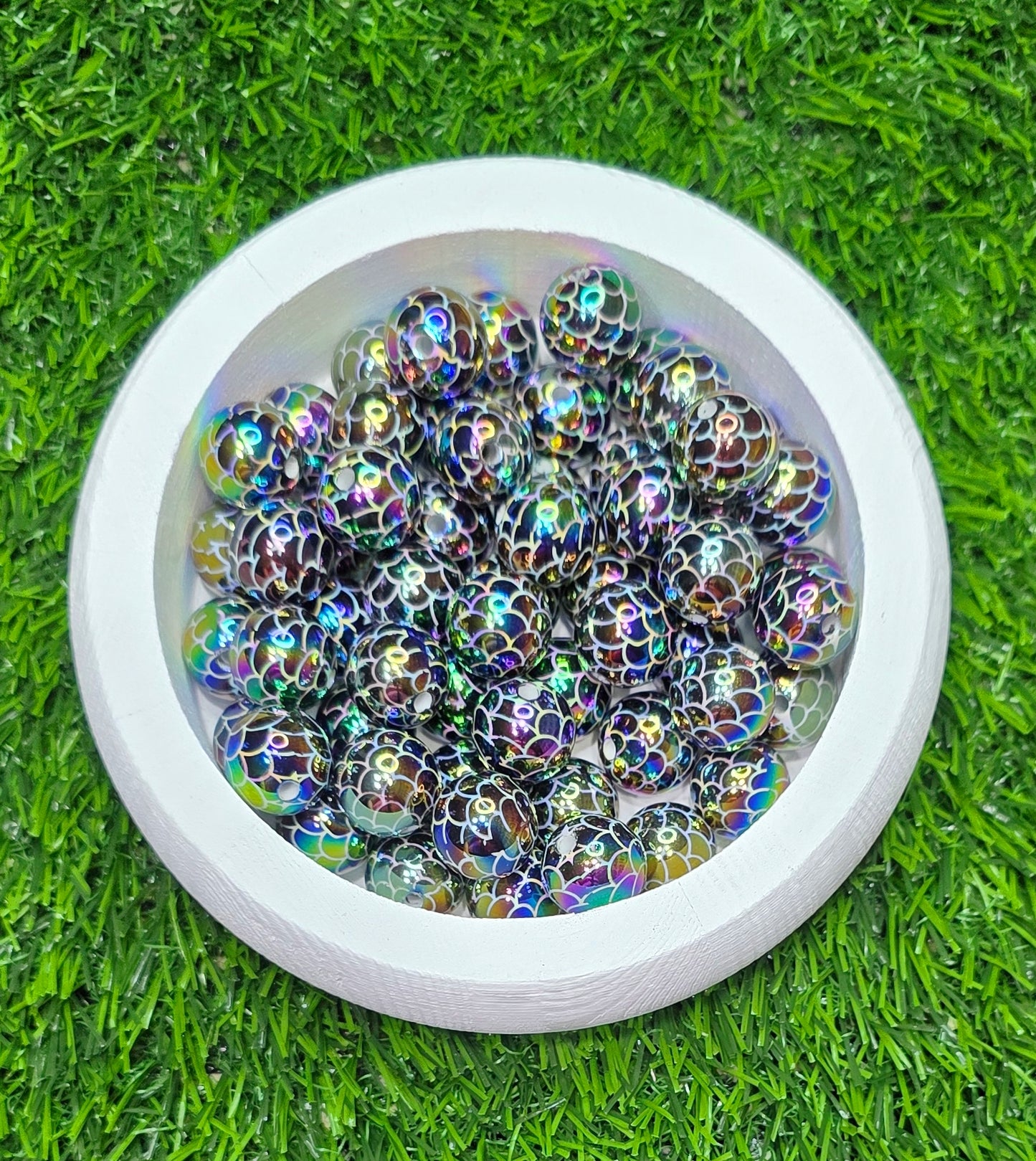 Black mermaid beads, 16mm acrylic beads