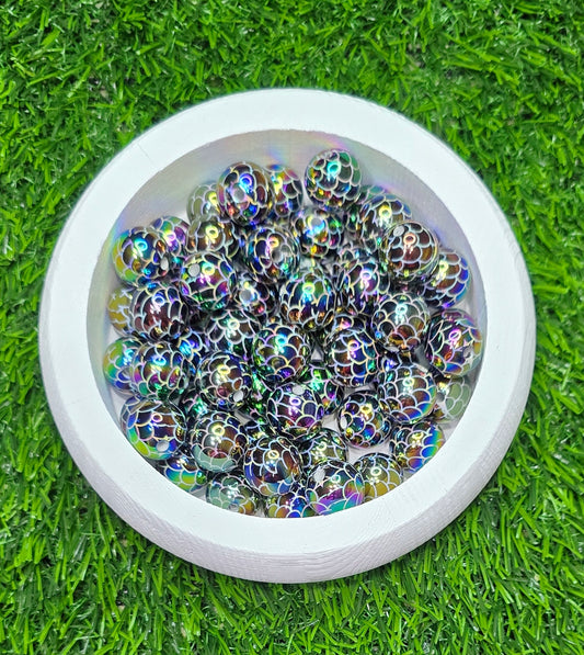 Black mermaid beads, 16mm acrylic beads