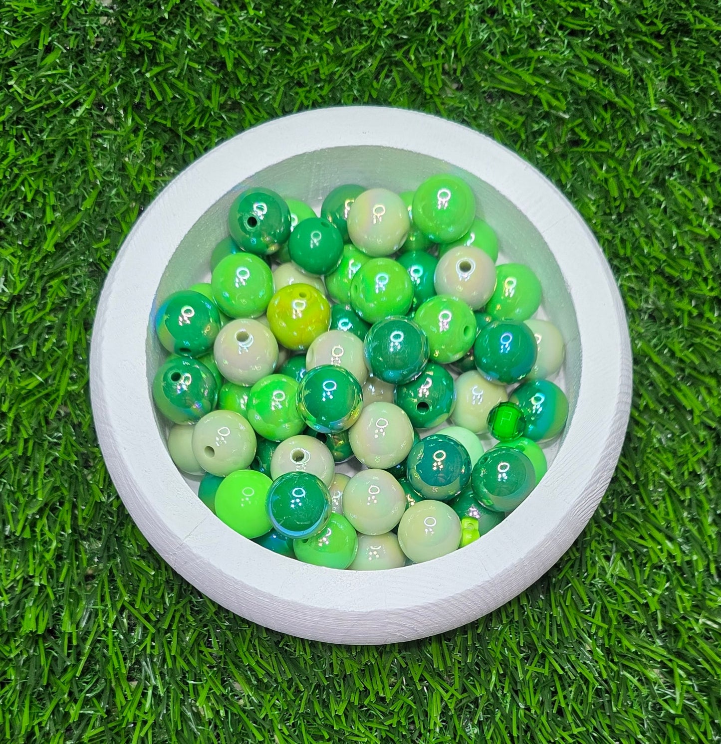 Mix acrylic beads in many different colors and sizes