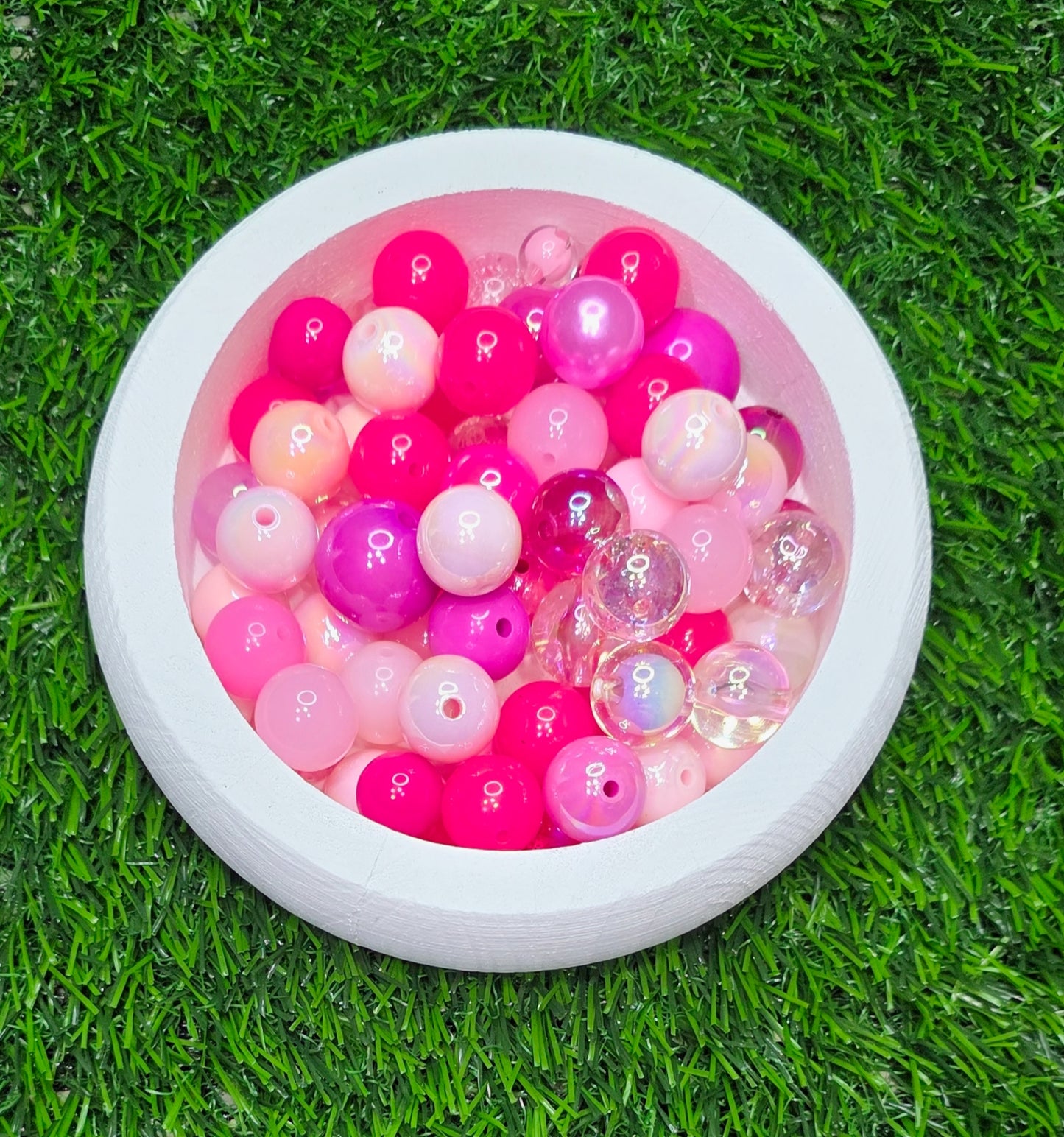 Mix acrylic beads in many different colors and sizes