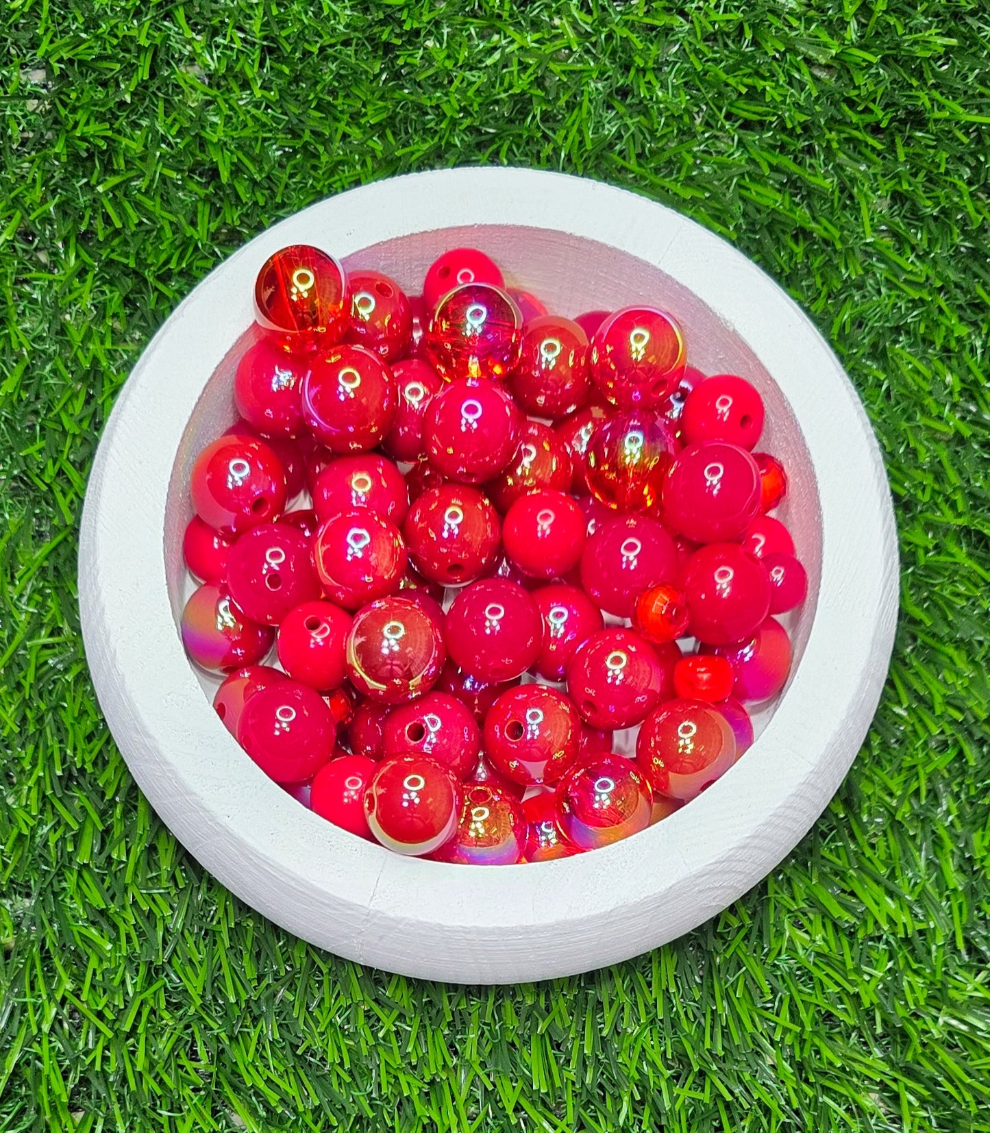 Mix acrylic beads in many different colors and sizes