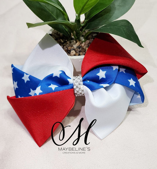 Red White and Blue hairbow. Fancy hairbow