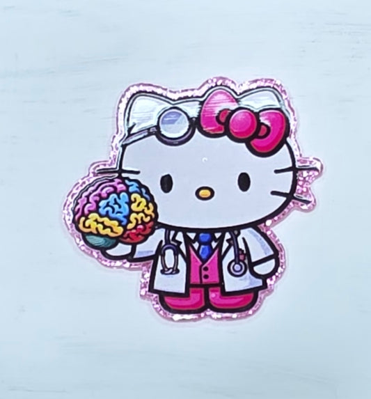 Kitty doctor acrylic flatback, brain surgery Kitty doctor acrylic flatback FB11