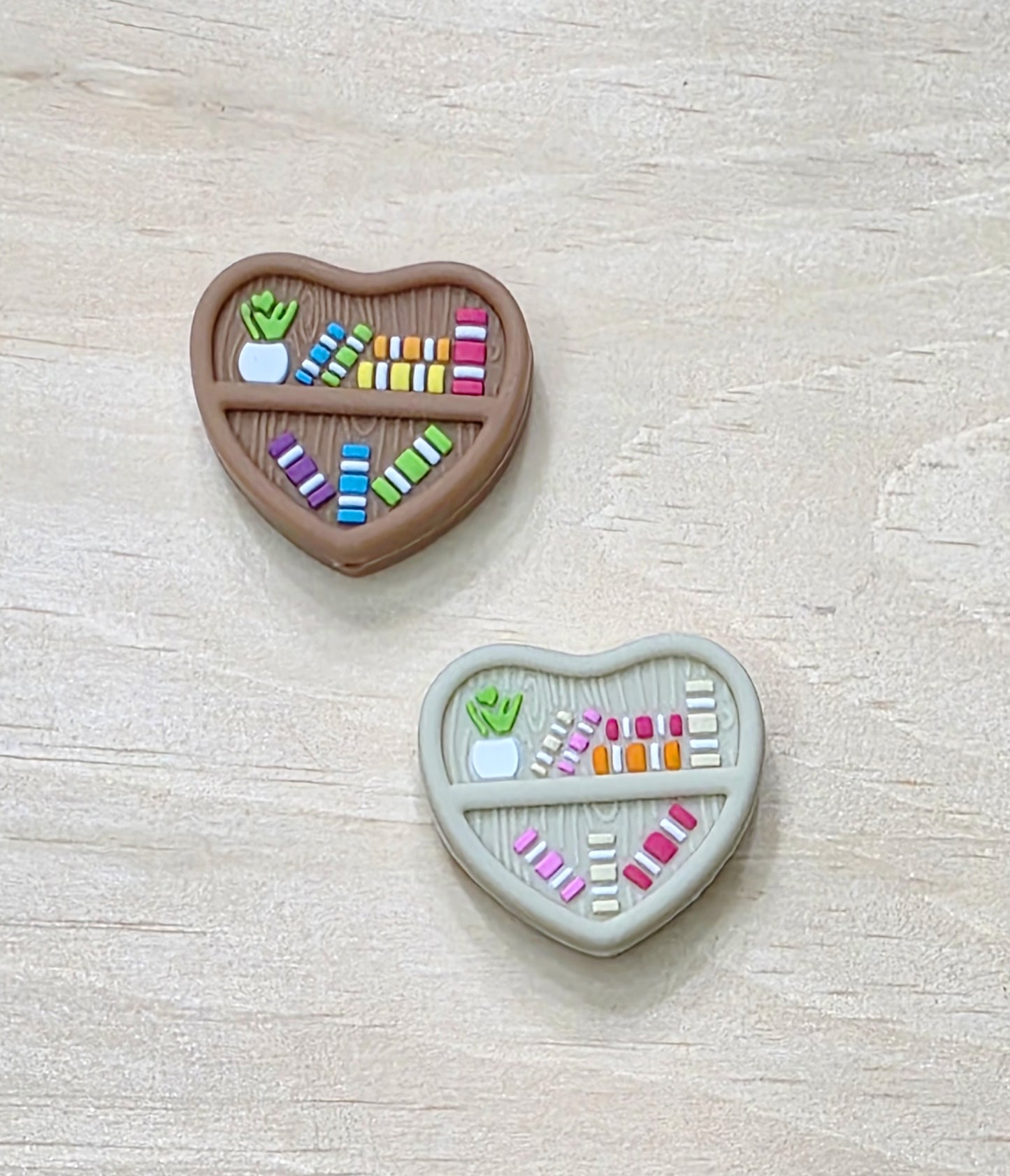 Heart Bookcase 3D Silicone focal bead - A190 and A191