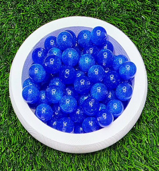 Royal blue 16mm glow in the dark acrylic glitter beads