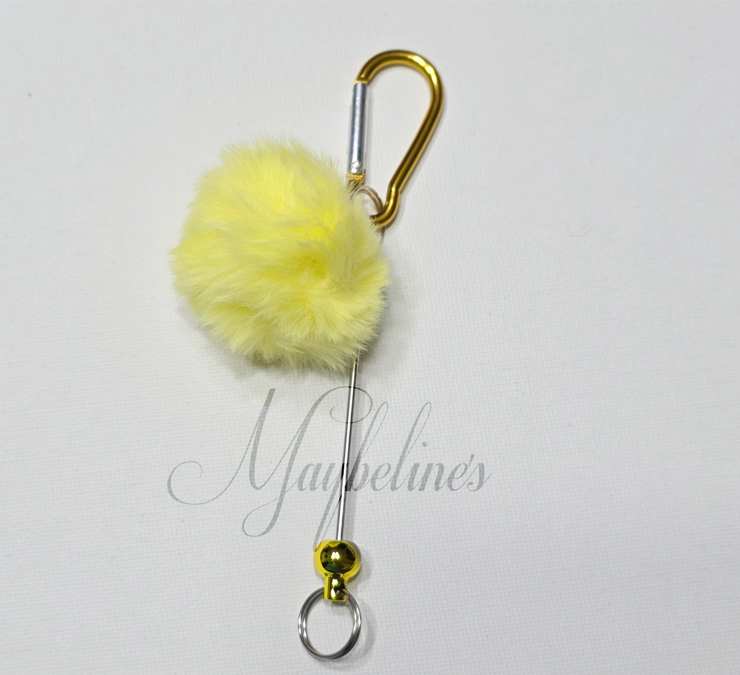 Beadable Keychain Bar with Pom Pom —  (DIY Blank)