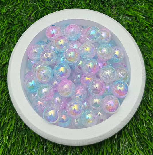 16MM Pastel Pink & Blue Iridescent Acrylic Beads – 5 Piece Pack