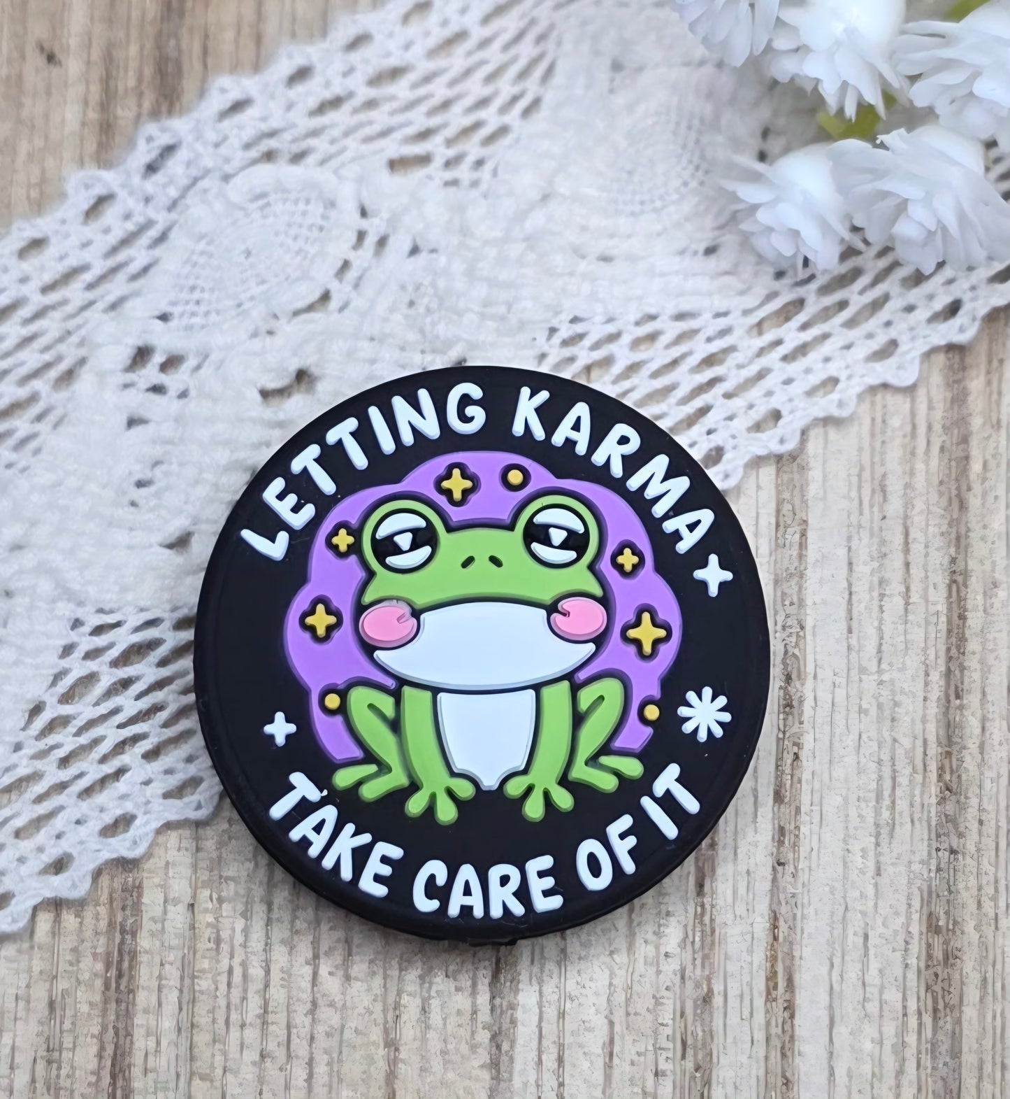 Letting Karma Take Care of It Frog Silicone Focal Bead