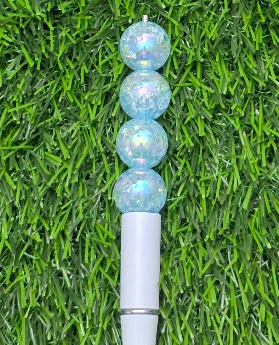 16MM Light Blue Iridescent Crackle Acrylic Beads – 6 Piece Pack