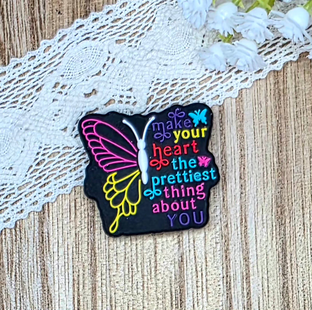Make Your Heart the Prettiest Thing About You Butterfly Silicone Focal Bead | Inspirational DIY Craft Supply