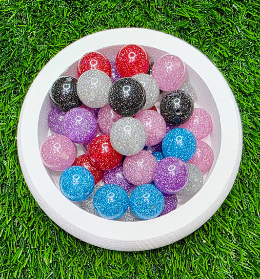 Xtrem Glitter acrylic beads, 20mm Glitter beads, 5pcs randomly mixed
