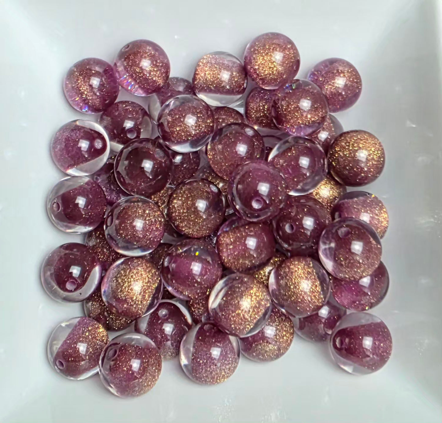 Plum Glitter Shimmer Acrylic Beads – 16mm – 10 Pack