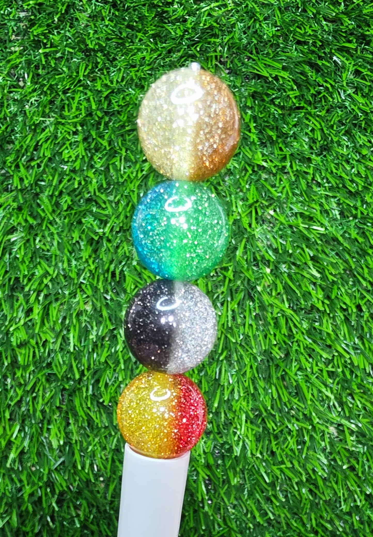 Ombre 16mm glitter acrylic beads, 6pcs randomly mixed