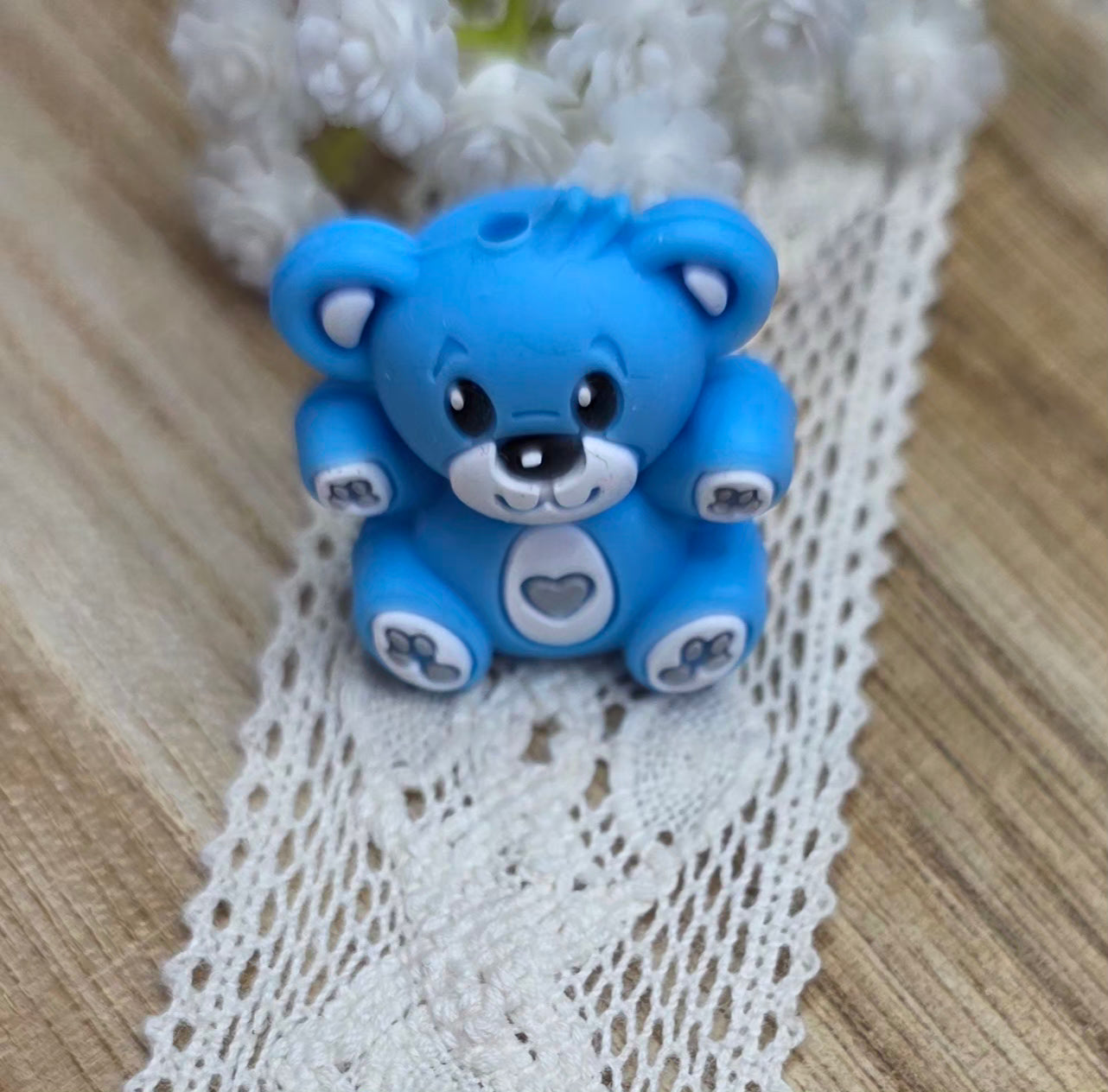 3D Teddy Bear Silicone Focal Bead