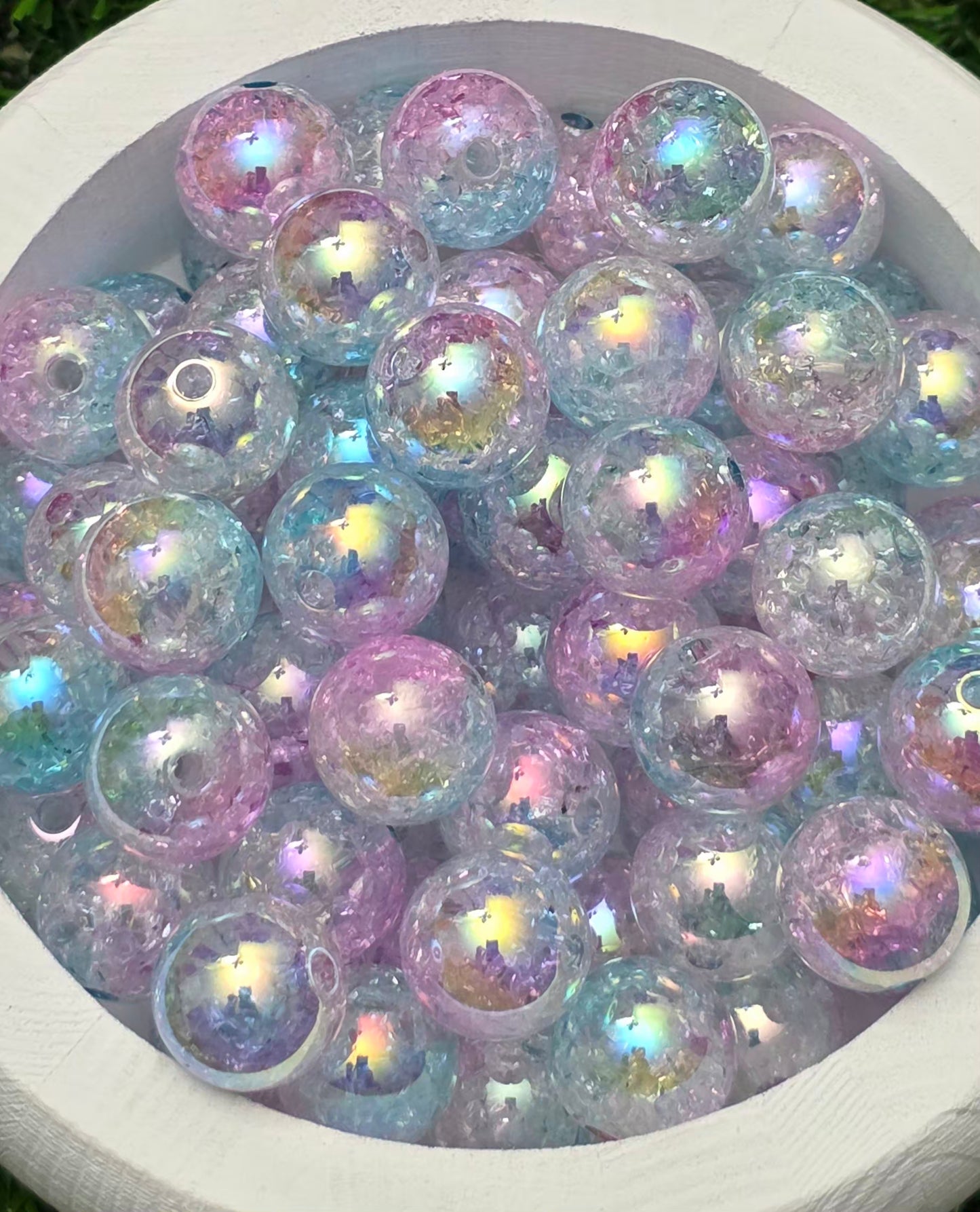 16MM Pastel Pink & Blue Iridescent Acrylic Beads – 5 Piece Pack