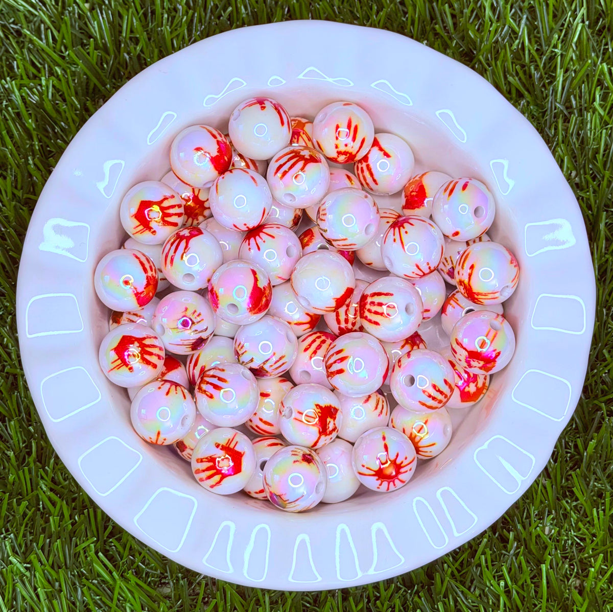 Bloody Handprint Acrylic Beads – 5 Pack