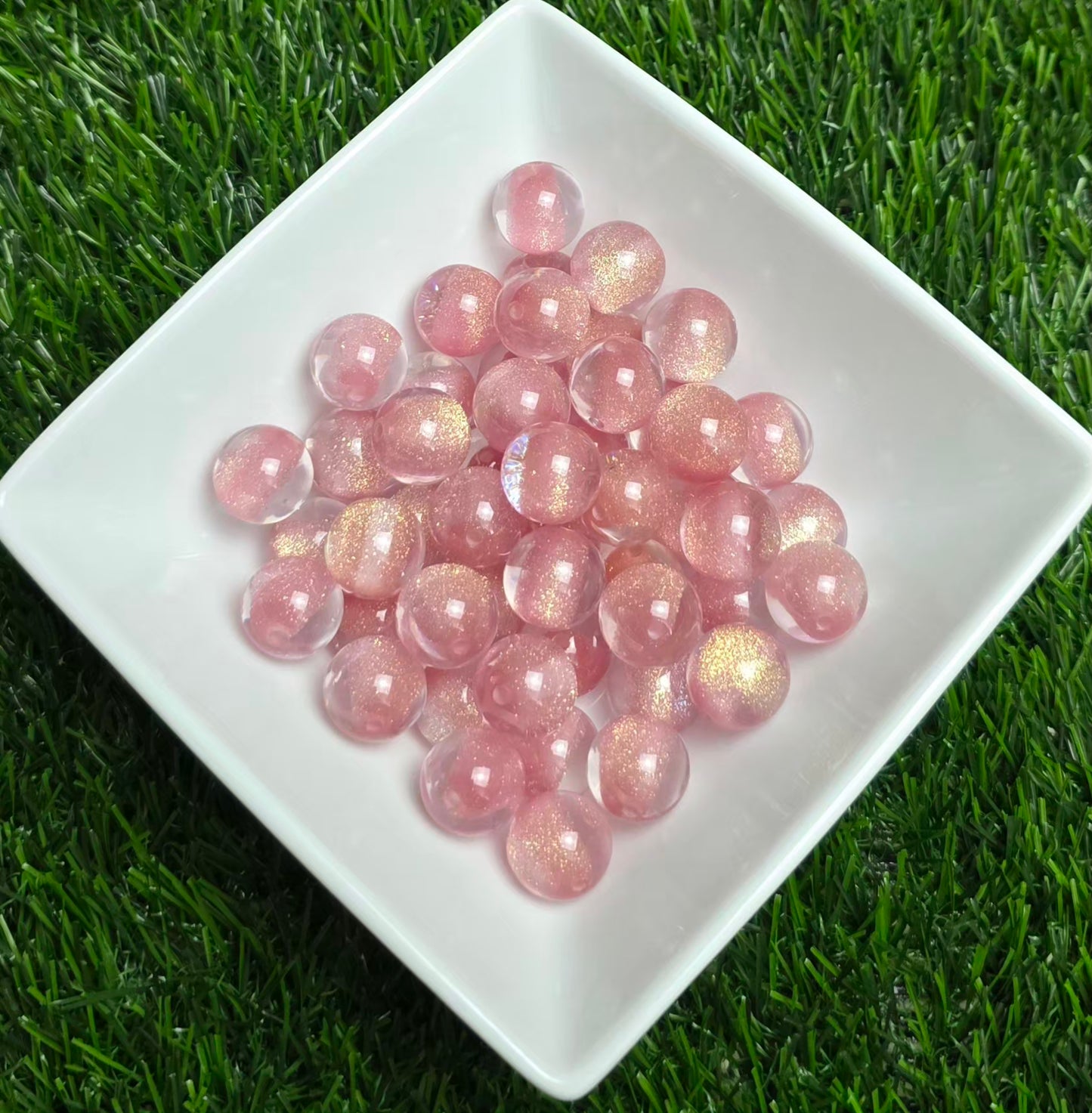 Rose Gold Glitter Shimmer Acrylic Beads – 16mm – 10 Pack