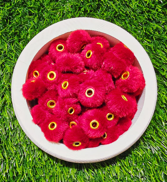 Dark red fluffy beads - fluffy spacer 20mm