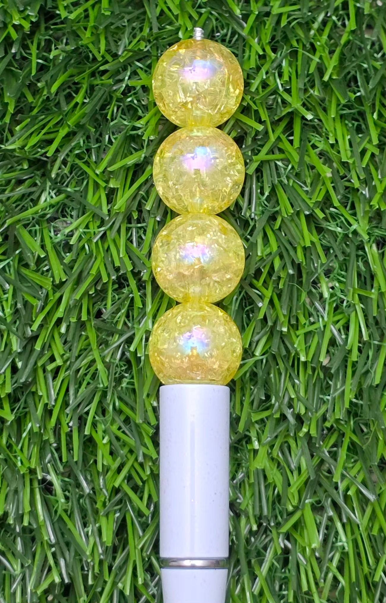 16MM Yellow Iridescent Crackle Acrylic Beads – 6 Piece Pack