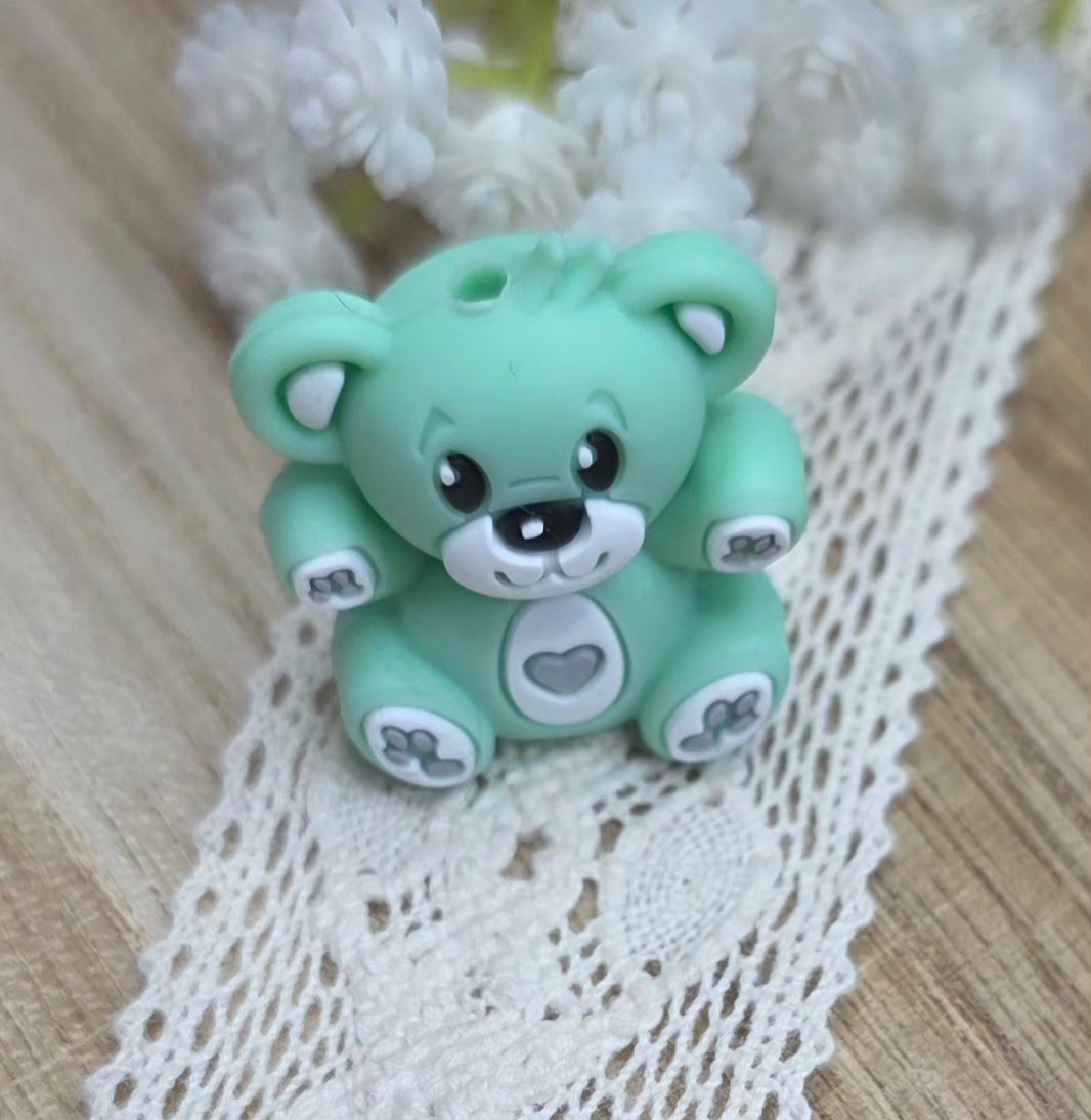 3D Teddy Bear Silicone Focal Bead