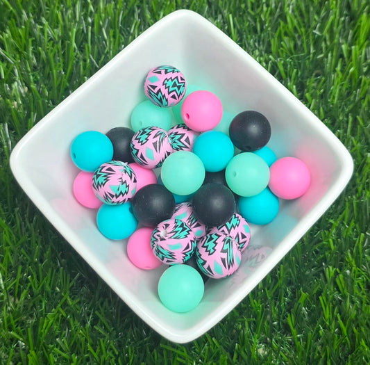 Desert Trail – 15mm Curated Silicone Bead Mix – 25 Pieces