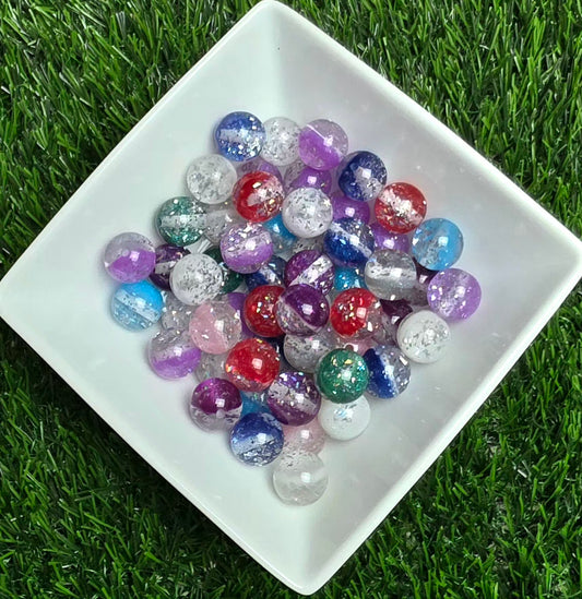 Multicolor Holographic Flake Acrylic Bead Mix – 16mm – 10 Pack
