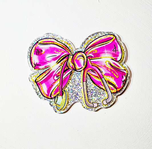 Medical Flat back - pink bow flat back - FB3