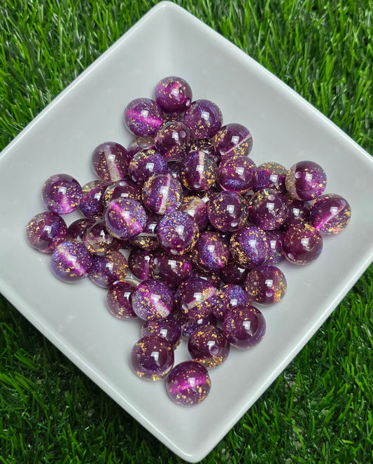 Purple Gold Foil Acrylic Beads – 16mm – 10 Pack