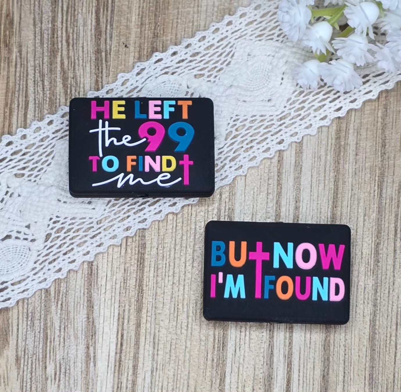 He Left the 99 to Find Me But Now I'm Found Double-Sided Silicone Focal Bead