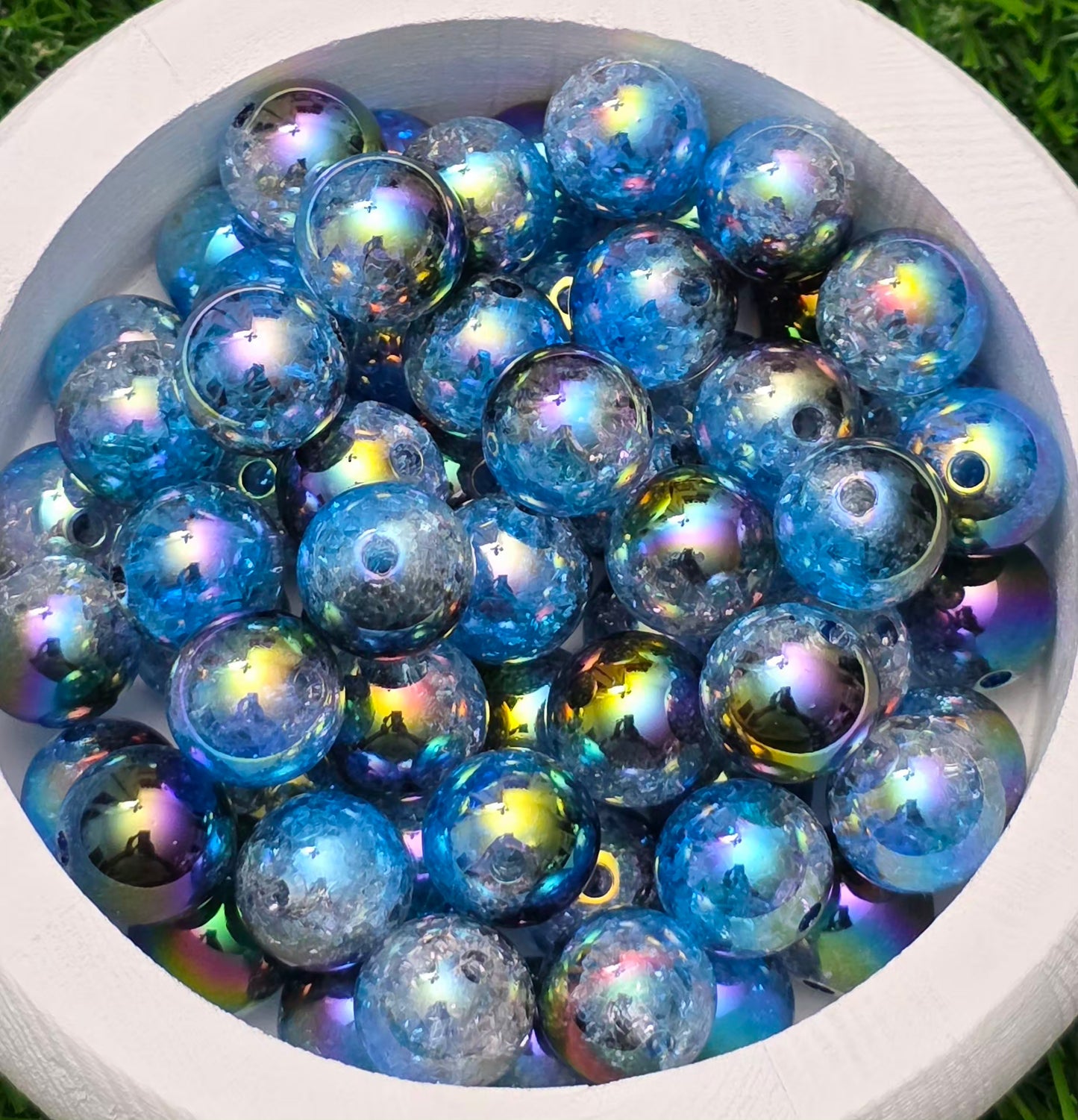 16MM Royal Blue Iridescent Acrylic Beads – 5 Piece Pack