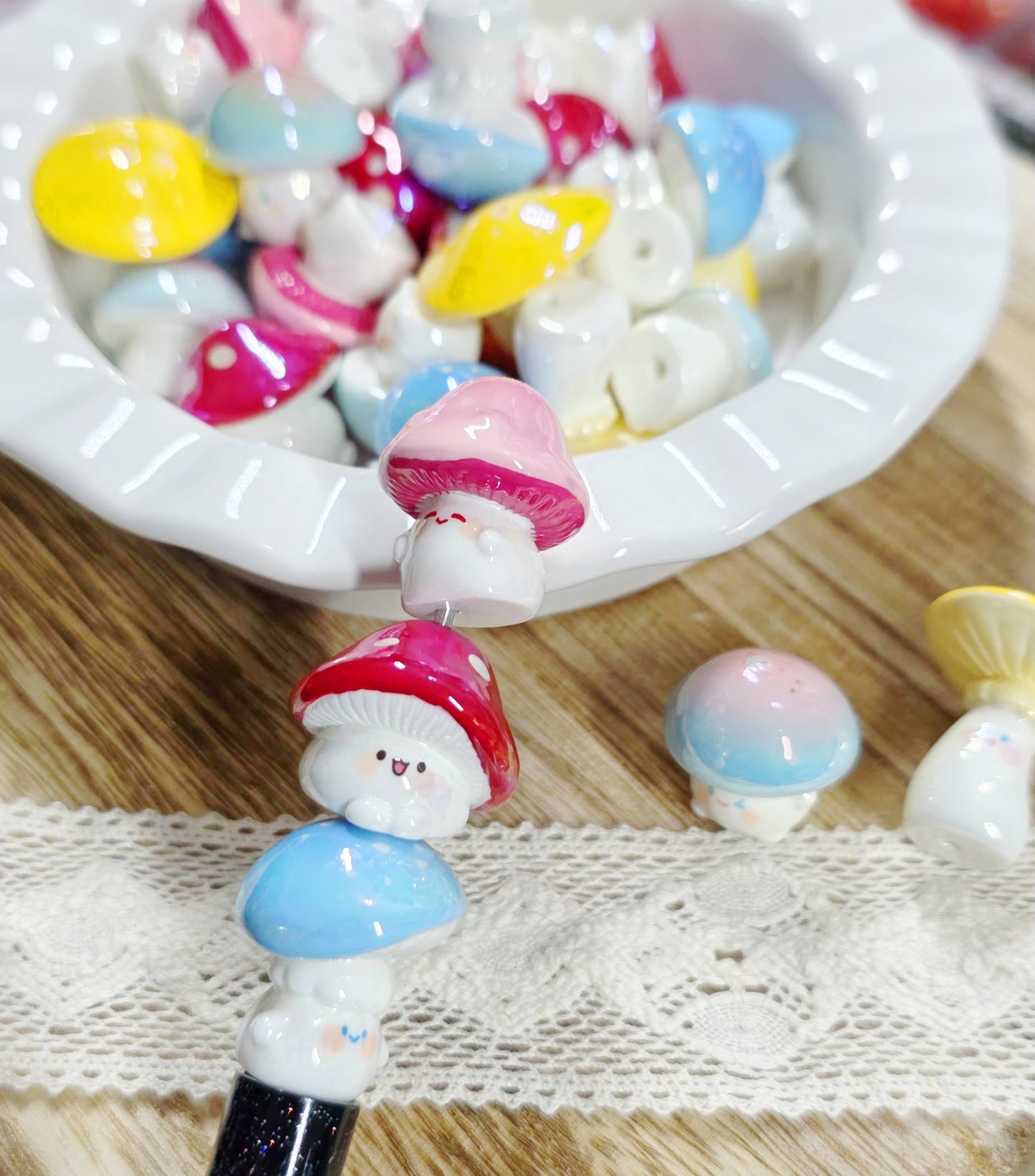 Cute Mushroom Acrylic Beads – Random 4 Pack