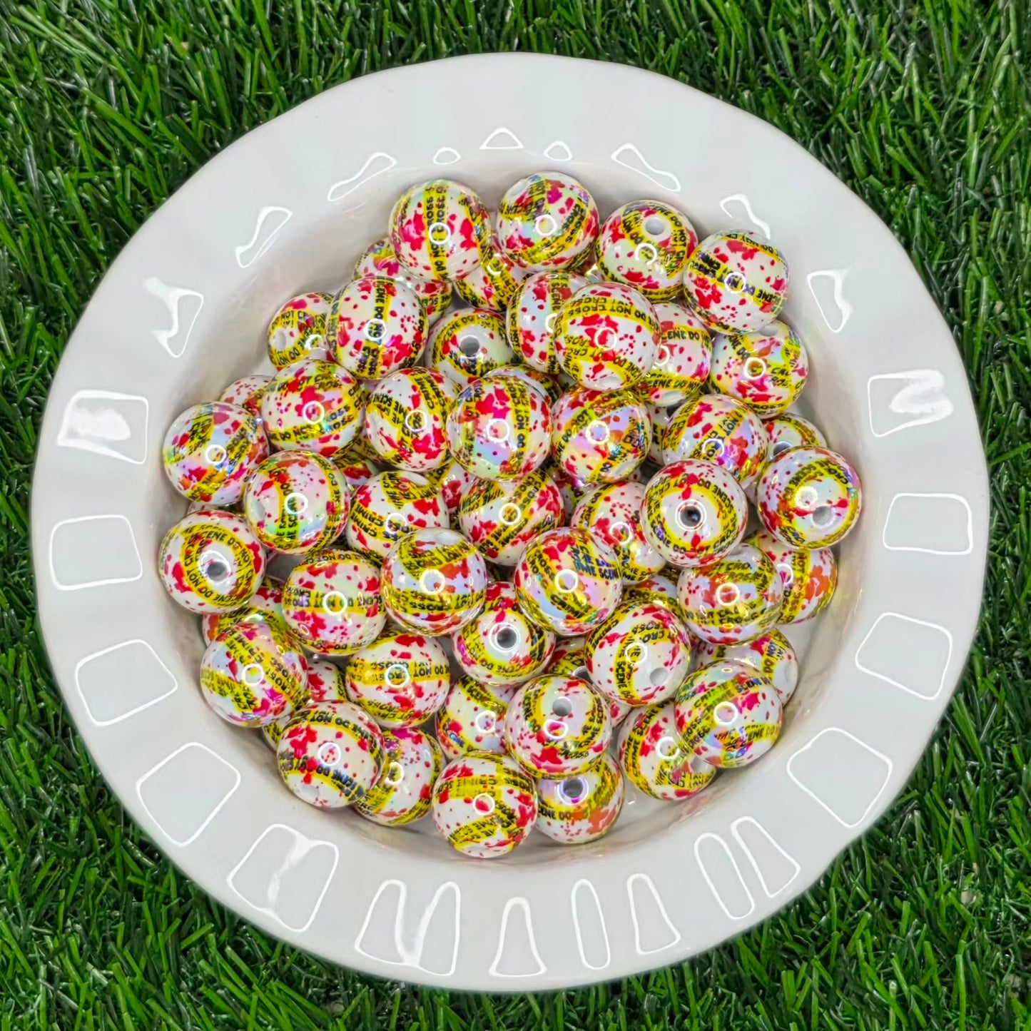 Crime Scene Bloody Splatter Acrylic Beads – 5 Pack