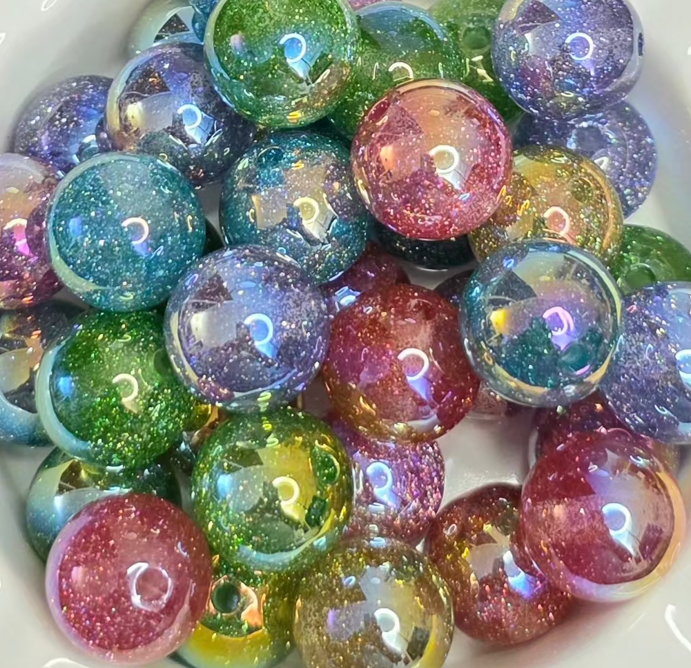 20mm UV Stardust Glitter Acrylic Beads – 4 Pack