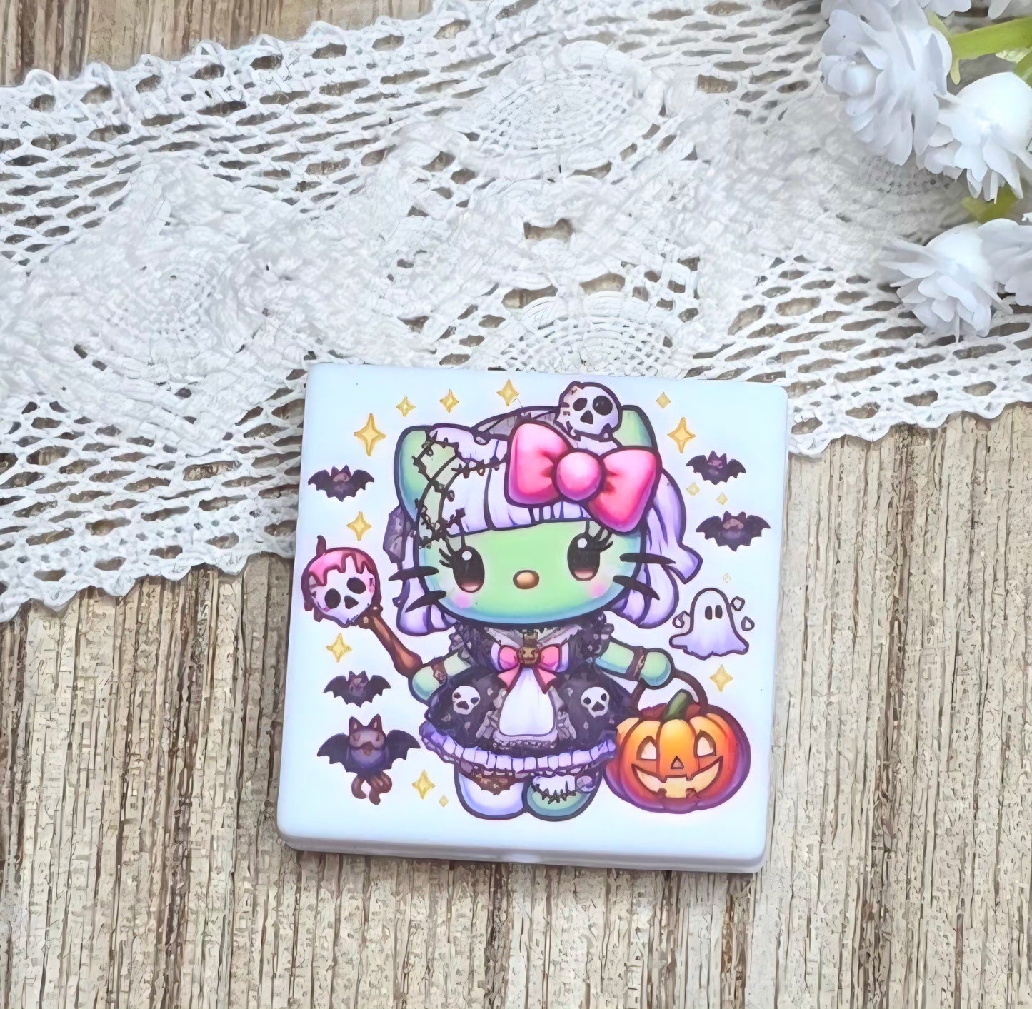 Cute Spooky Kitty Halloween Silicone Focal Bead