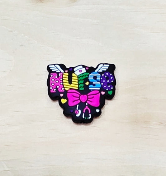 Nurse with stethoscope and bow silicone focal bead A242