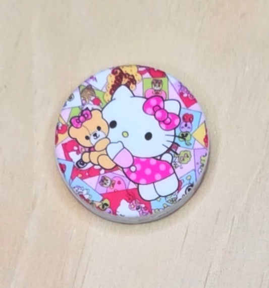 Kitty with bear printed silicone focal bead A213B