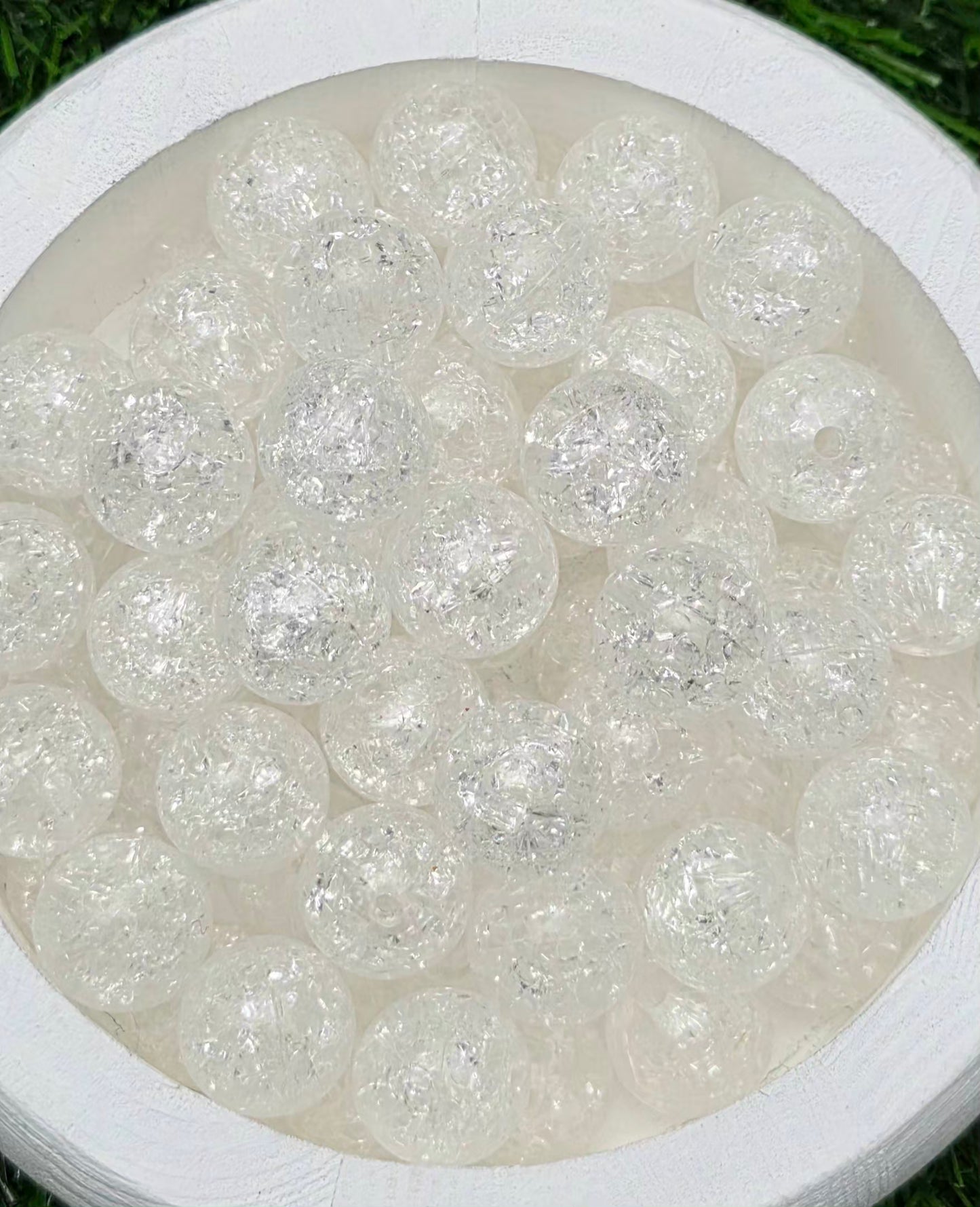 16MM Clear Crackle Acrylic Beads – 6 Piece Pack